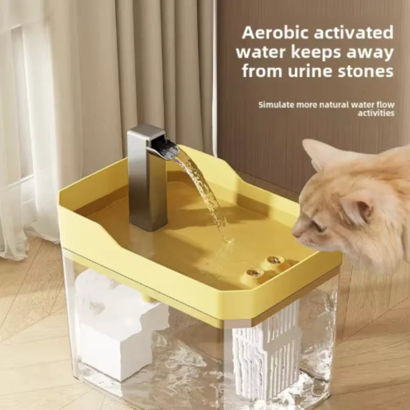 Cat Water Fountain with Auto Filter Transparent Anti-Dry Burning