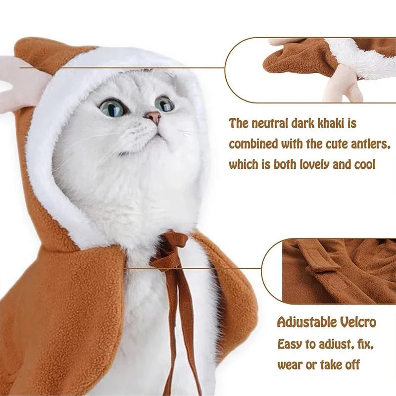 Cat Costume Santa Cosplay Funny Transformed Cat/Dog Pet Christmas