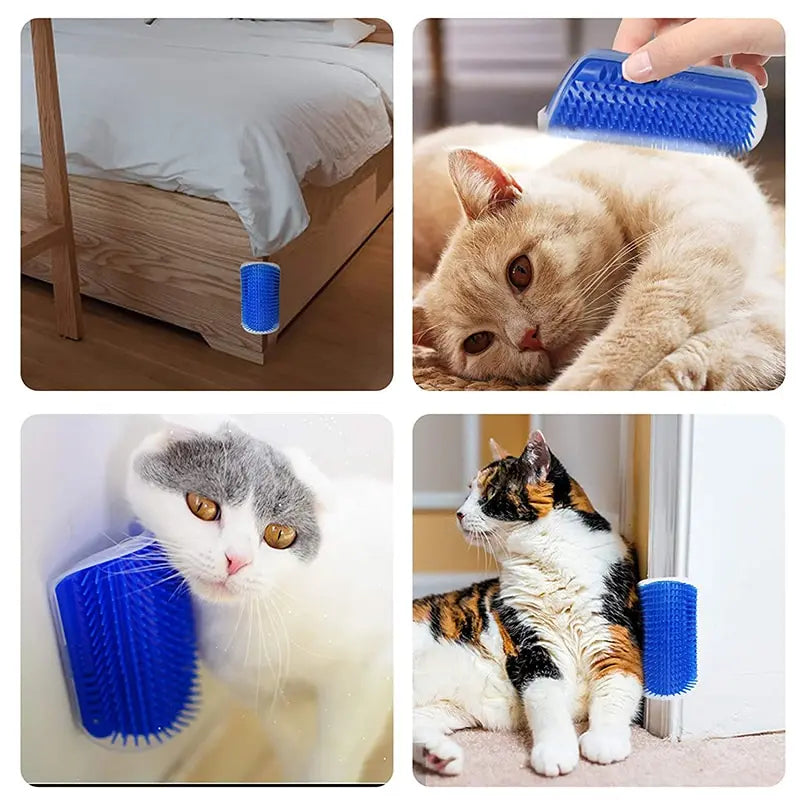 Cat Scratcher Massage Comb - Corner Scratching Brush with Catnip