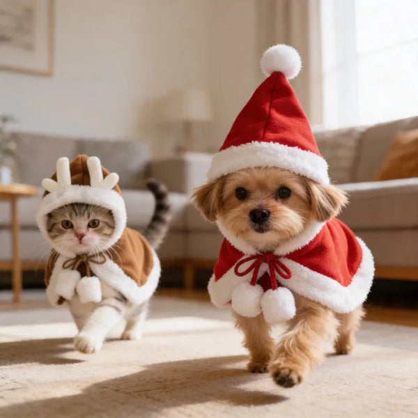 Cat Costume Santa Cosplay Funny Transformed Cat/Dog Pet Christmas