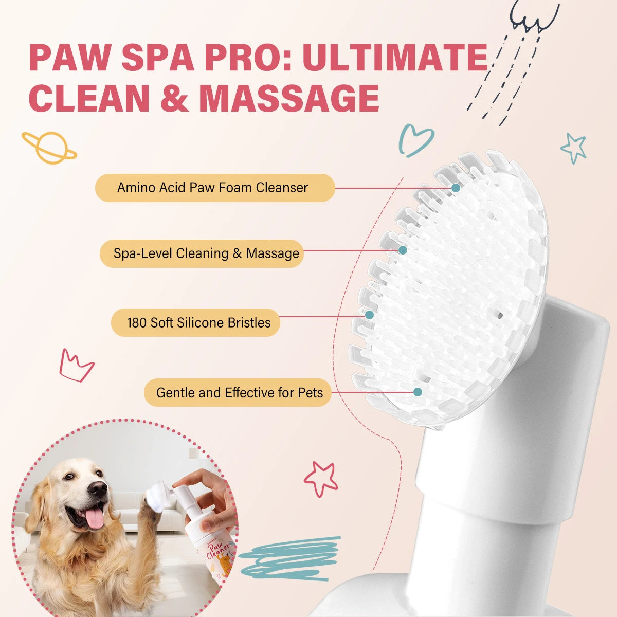 100mlPaw Cleaner Foam Dog Claw Cleaner Cat Paw Cleaner Waterless Pet