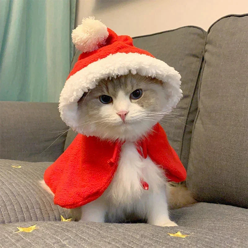 Cat Costume Santa Cosplay Funny Transformed Cat/Dog Pet Christmas