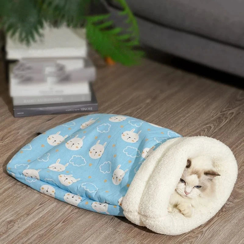 Cat Sleeping Bag Soft Cuddly Fluffy Feel Thickened Pet Pocket Type