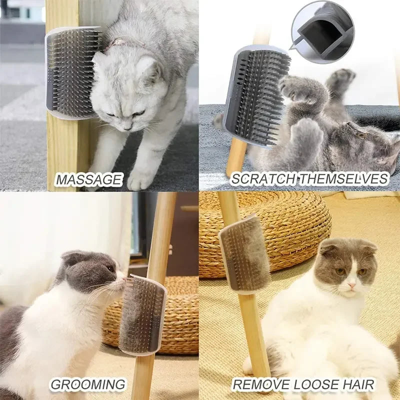 Cat Scratcher Massage Comb - Corner Scratching Brush with Catnip