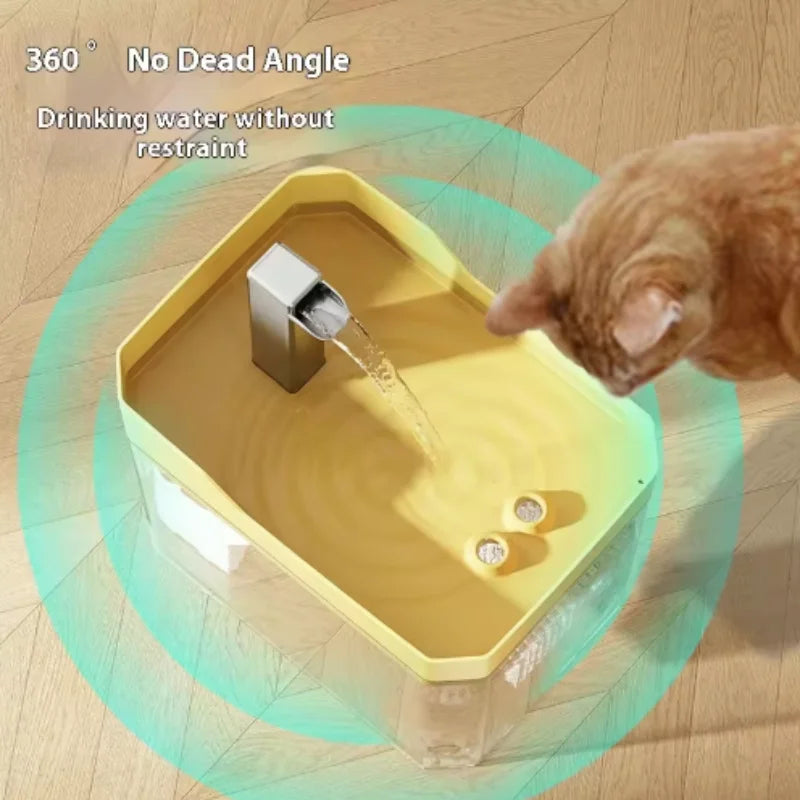 Cat Water Fountain with Auto Filter Transparent Anti-Dry Burning