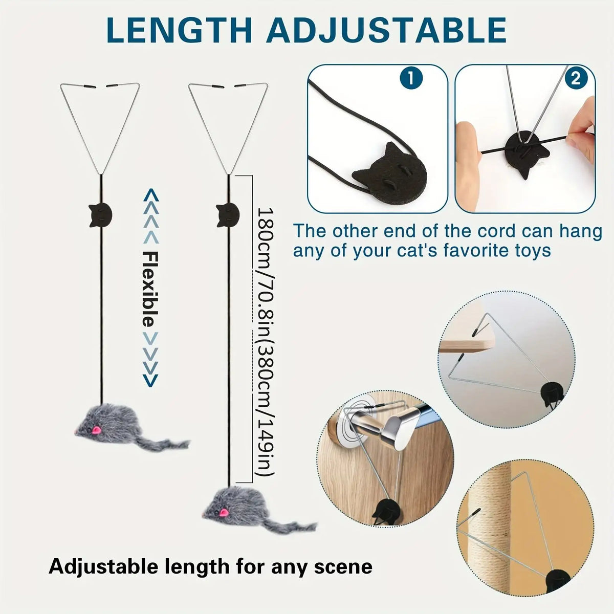 Interactive Cat Teaser Toy Adjustable Hanging Door Swing with