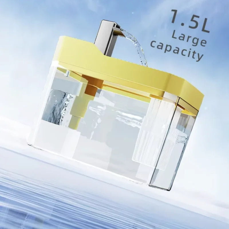 Cat Water Fountain with Auto Filter Transparent Anti-Dry Burning