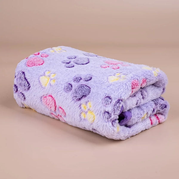 Soft Pet Dog Fleece Blanket Paw Print Dog Cat Mat Winter Warm Puppy