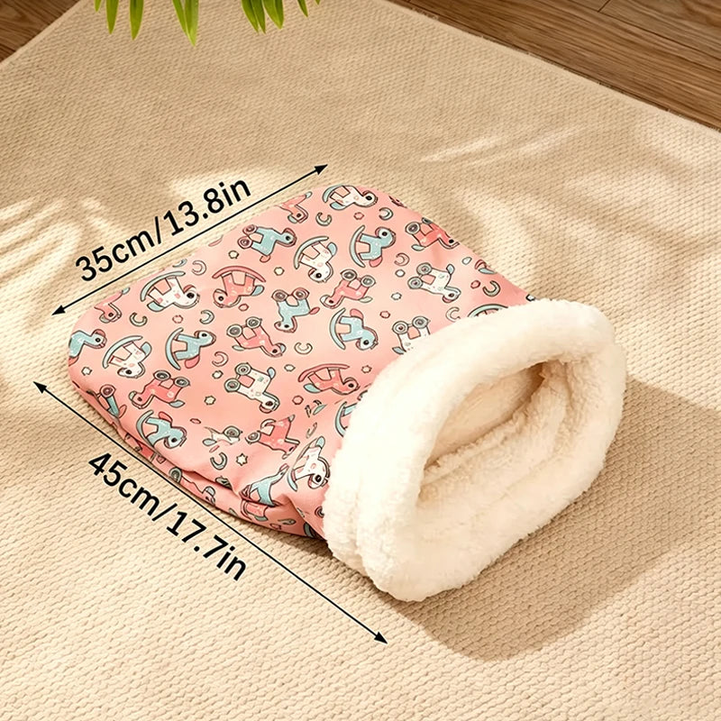 Cat Sleeping Bag Soft Cuddly Fluffy Feel Thickened Pet Pocket Type