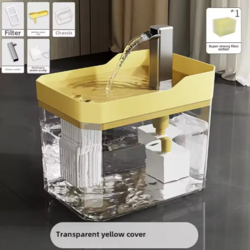 Cat Water Fountain with Auto Filter Transparent Anti-Dry Burning