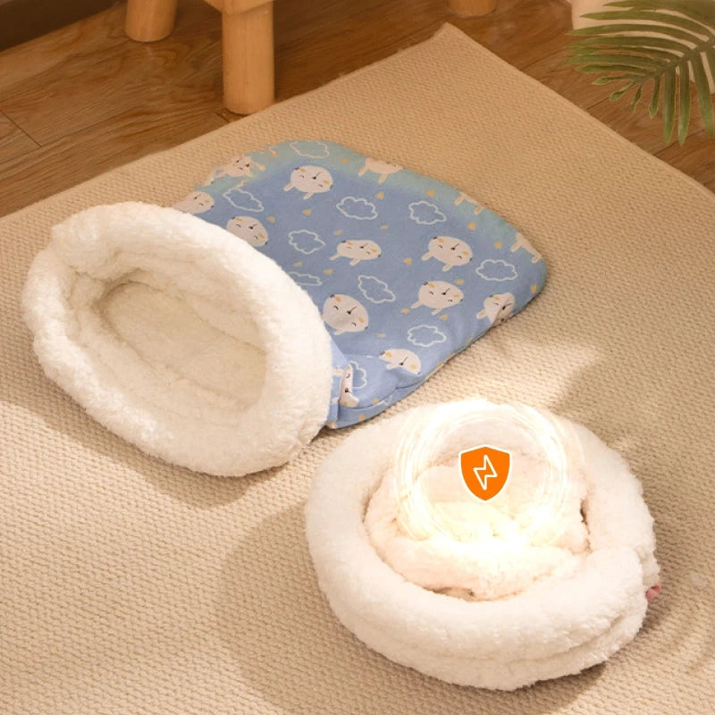 Cat Sleeping Bag Soft Cuddly Fluffy Feel Thickened Pet Pocket Type